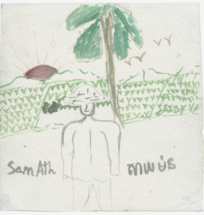 Kampuchia- Rice fields by local girl from Orphanage, me in forground